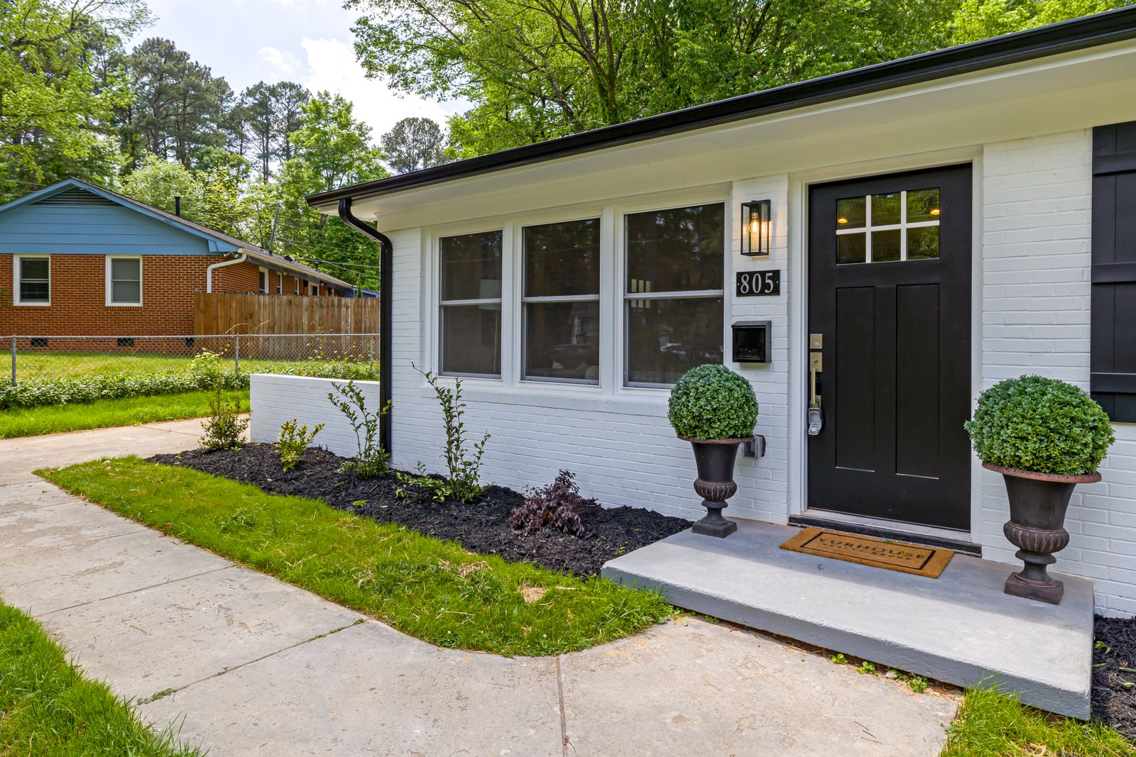 Suburban home with a landscaped front yard